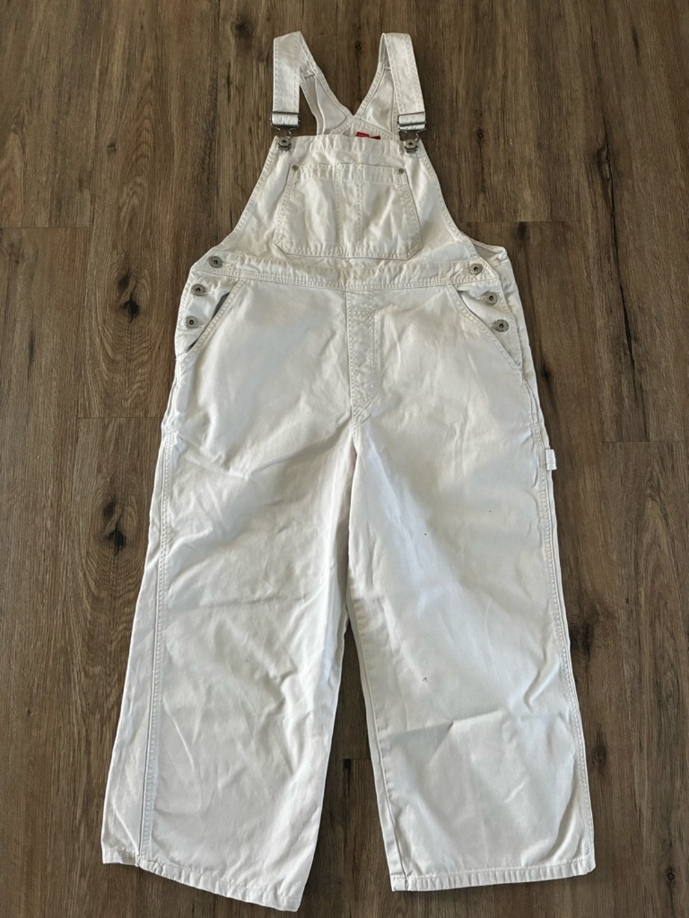 Cotton Bib Capri Overalls. Adjustable Straps.  Small.